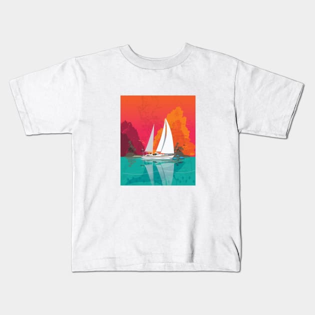 Sailing to Delos Kids T-Shirt by DavidLoblaw